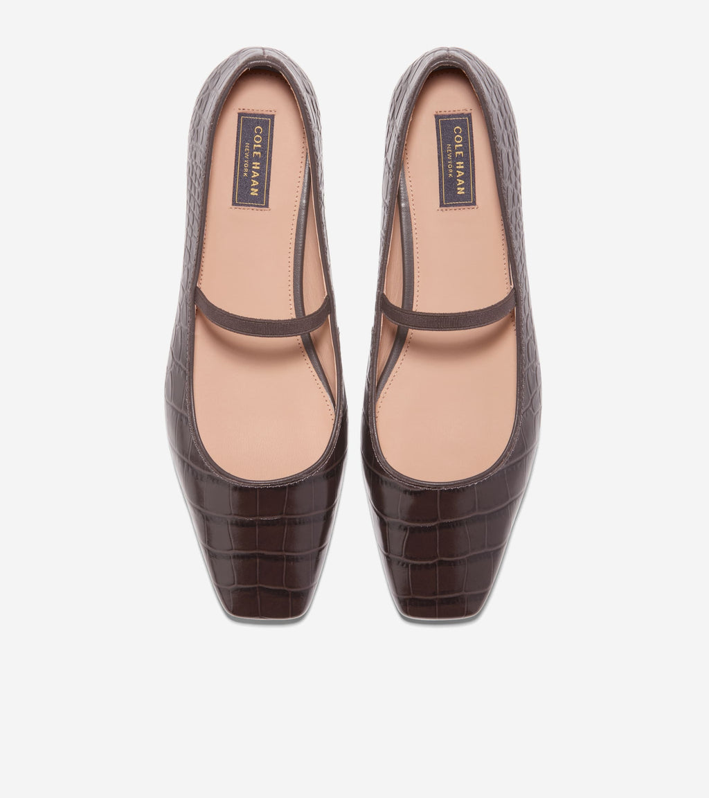 Women's Bridget Mary Jane Ballet Flats-Dark Chocolate Croc Print
