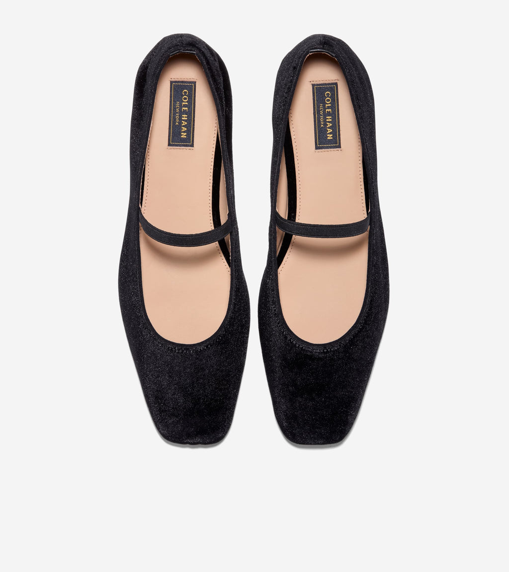 Women's Bridget Mary Jane Ballet Flats-Black Velvet