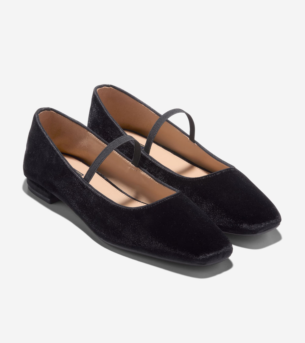 Women's Bridget Mary Jane Ballet Flats-Black Velvet