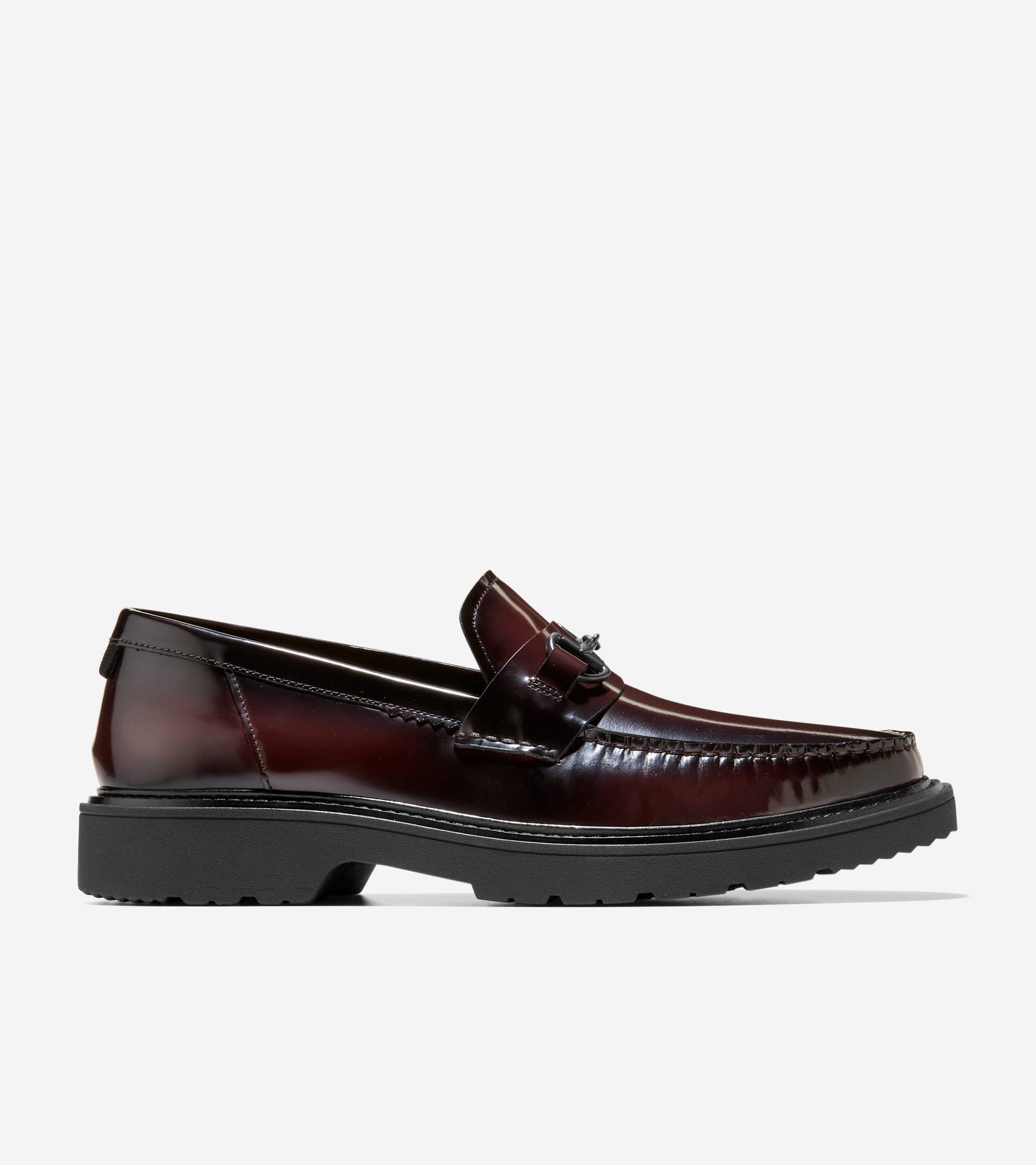 Men's Broome Grand Lug Sole Bit Loafers-Burgundy Brush Off-Black