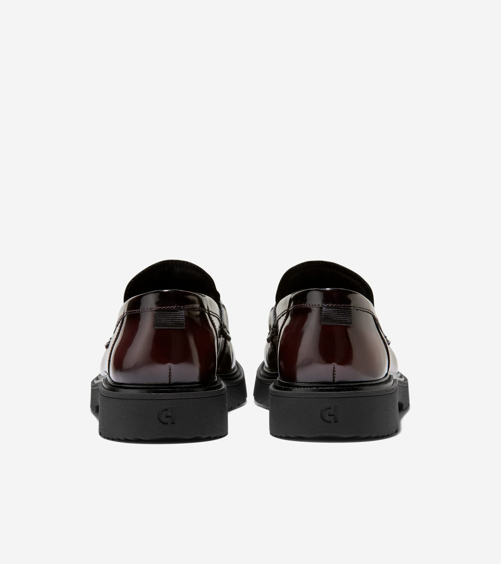 Men's Broome Grand Lug Sole Bit Loafers-Burgundy Brush Off-Black
