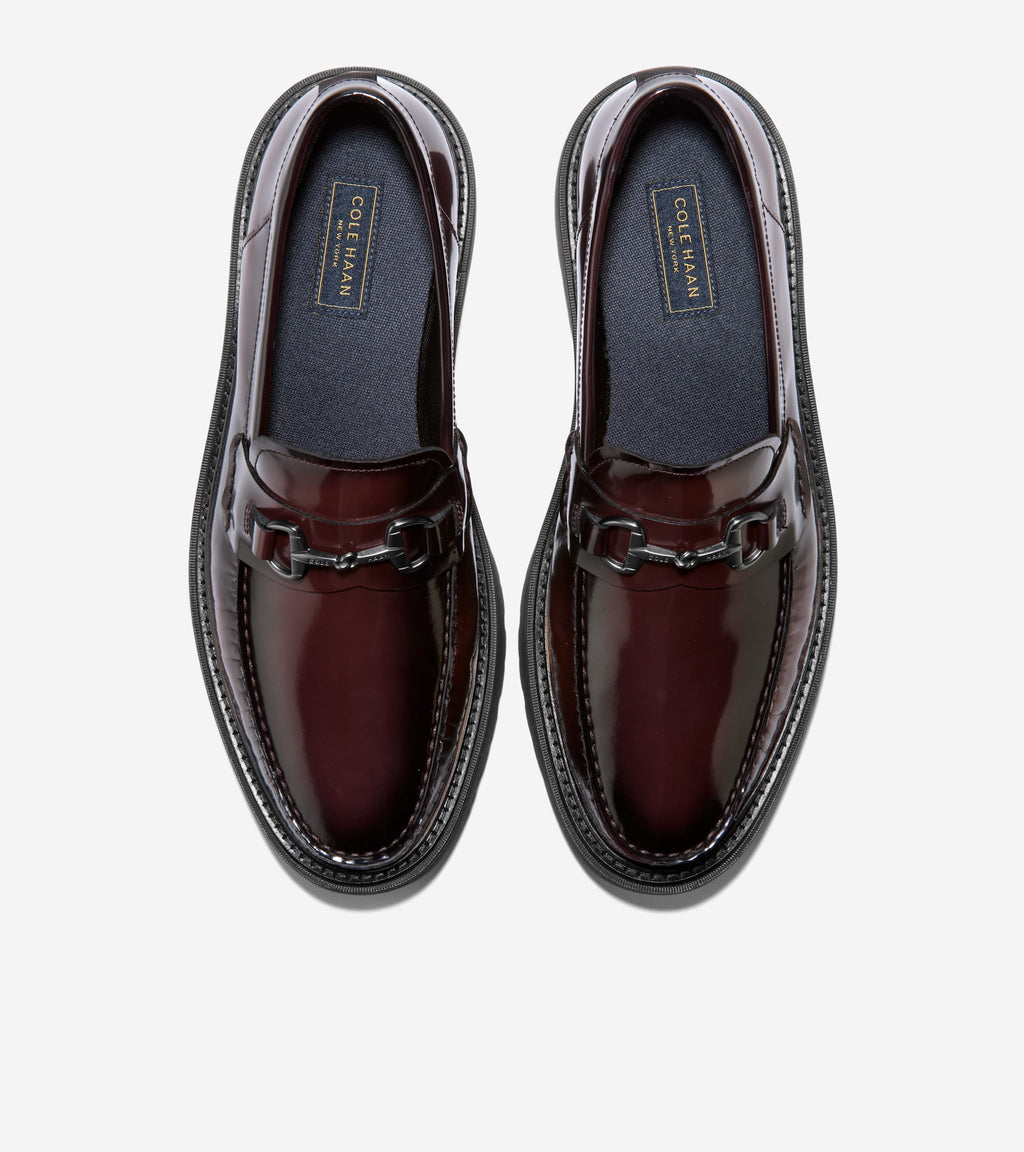 Men's Broome Grand Lug Sole Bit Loafers-Burgundy Brush Off-Black