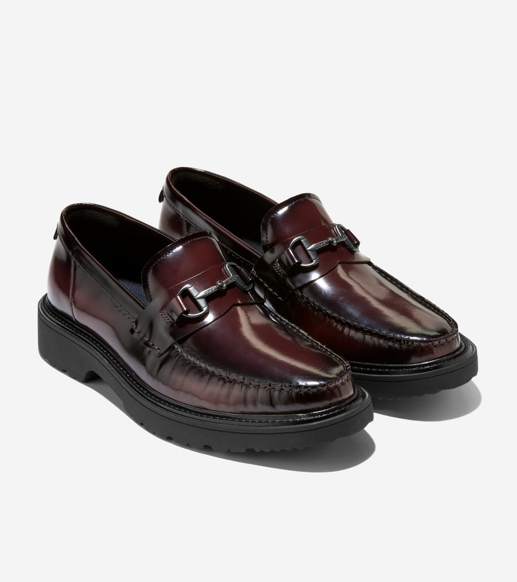 Men's Broome Grand Lug Sole Bit Loafers-Burgundy Brush Off-Black