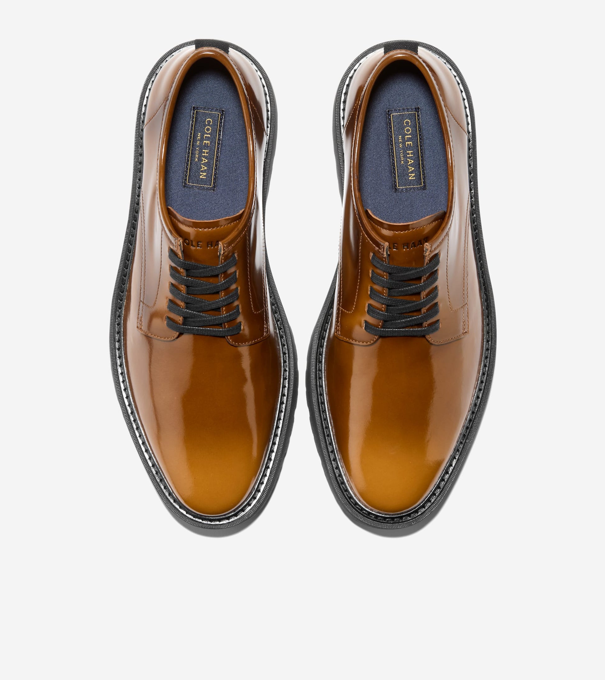 Men's Broome Grand Lug Sole Plain Toe Oxfords-Dark Chocolate Brush Off-Black
