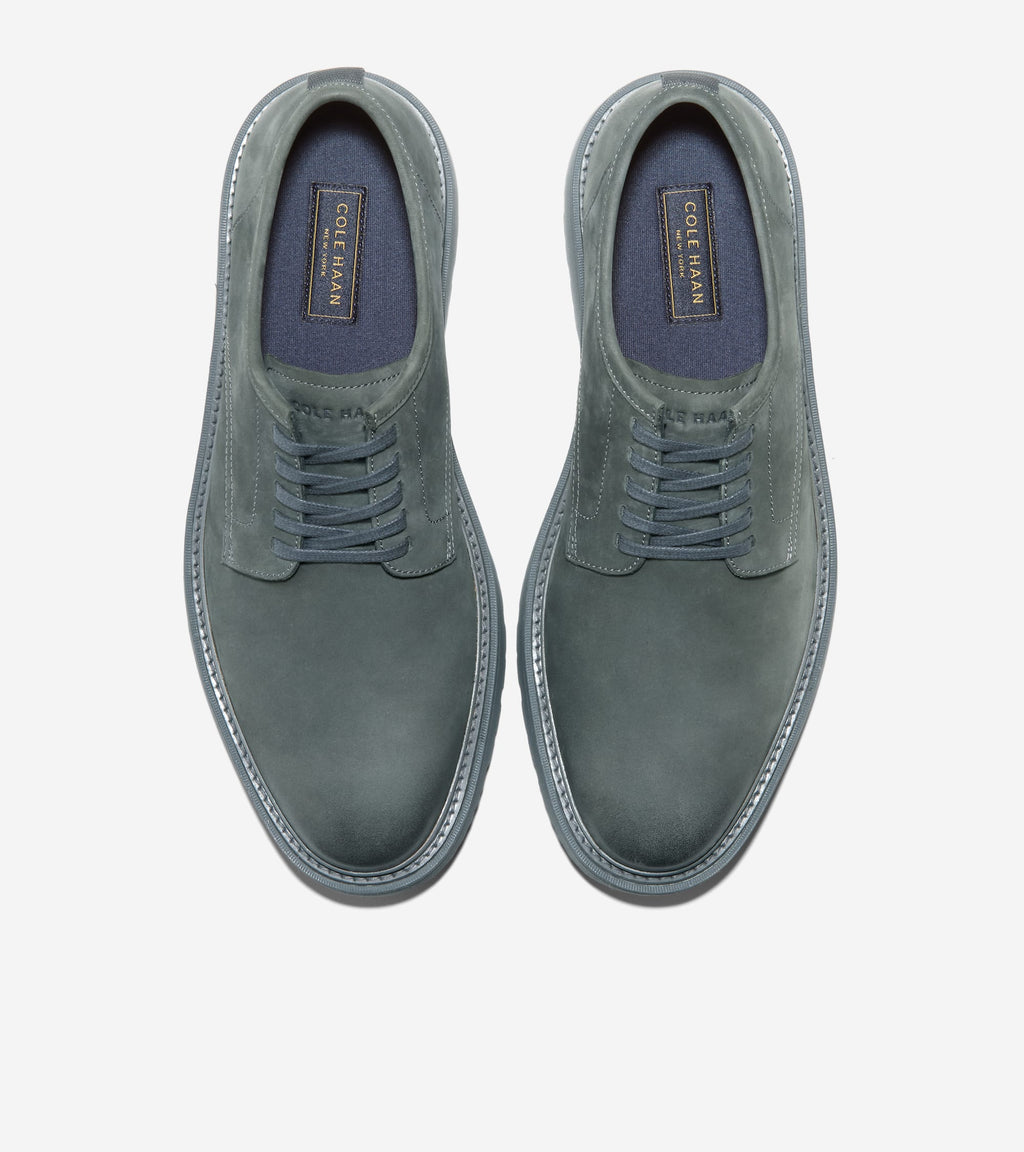 Men's Broome Grand Lug Sole Plain Toe Oxfords-Gray Pinstripe-Gray Pinstripe