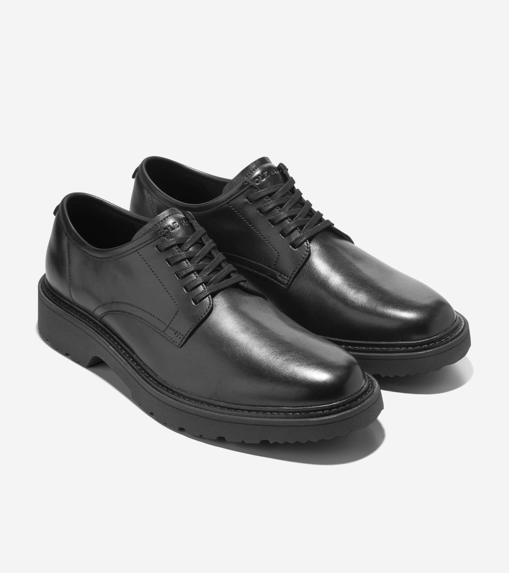 Men's Broome Grand Lug Sole Plain Toe Oxfords-Black