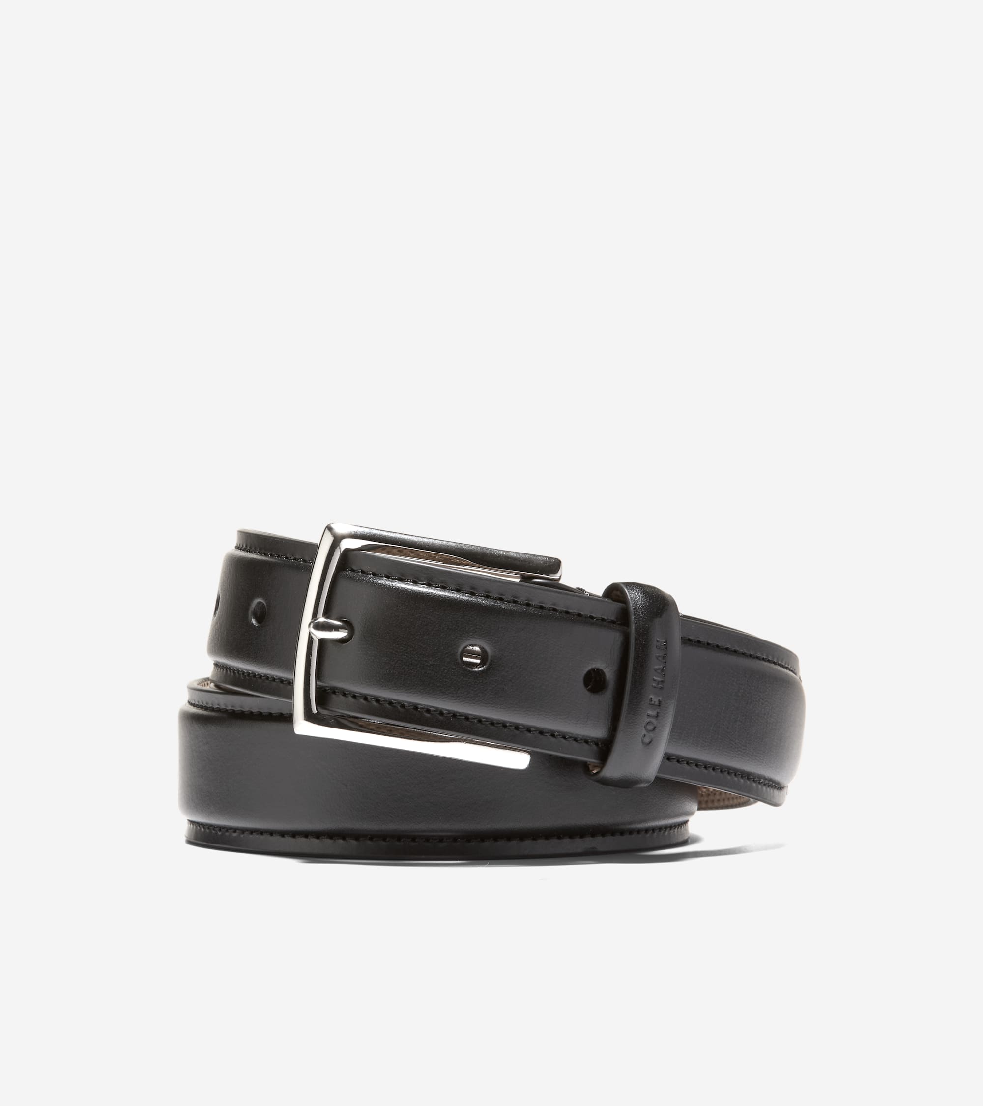Men's Burnished Leather Belt With Lace Tip in Black | Cole Haan