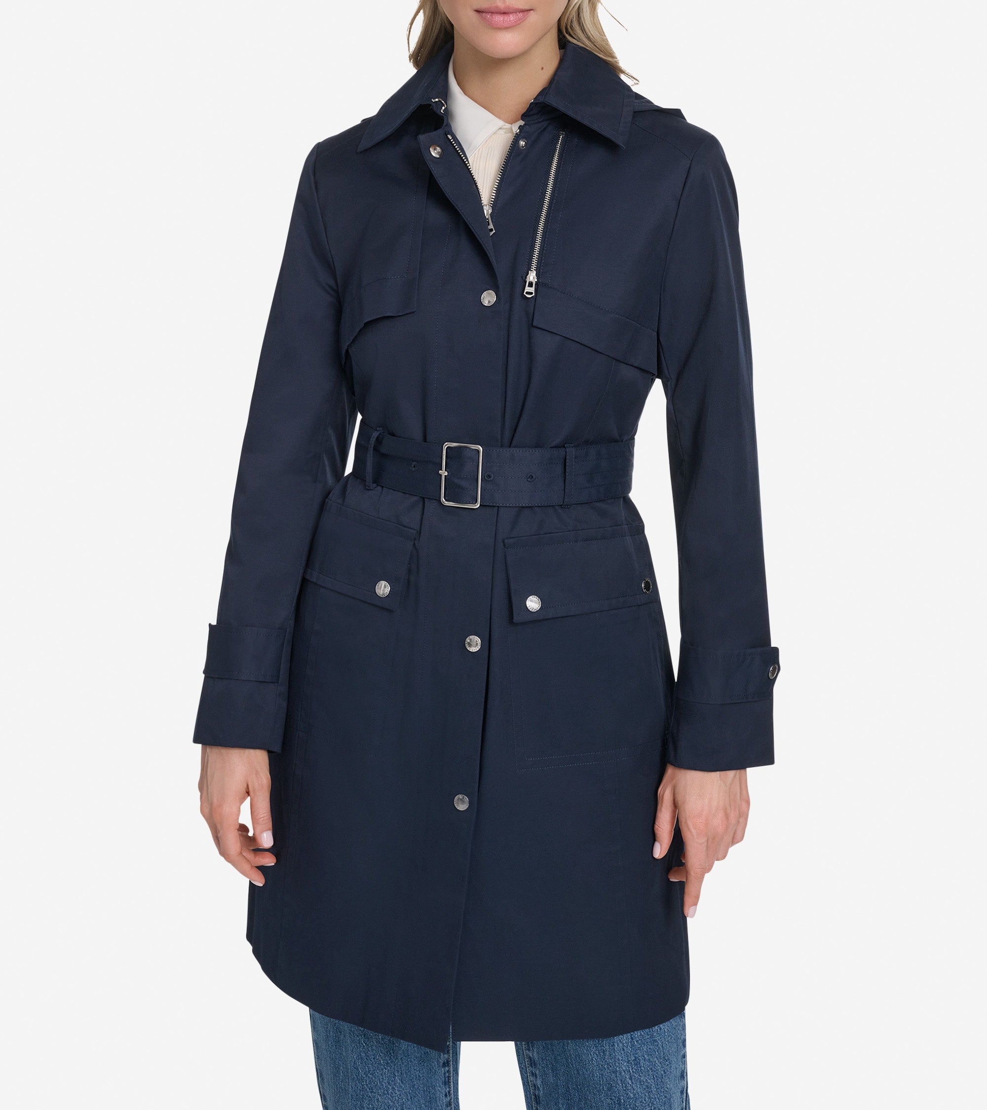 Women's Belted Trench Coat in Blue | Cole Haan