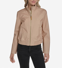 Women's Bomber Style Jacket-Light Sand