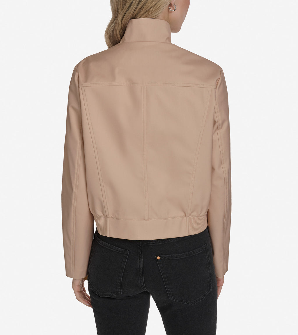 Women's Bomber Style Jacket-Light Sand