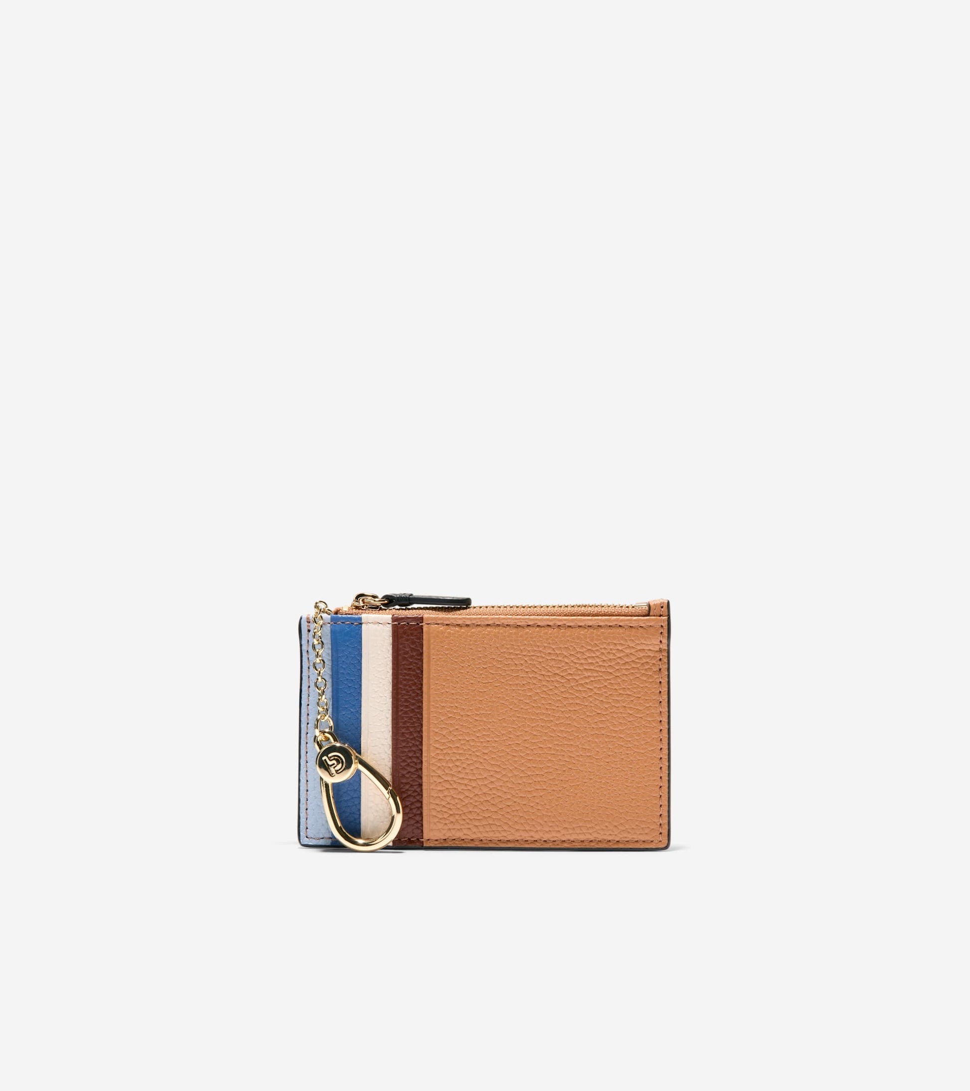 Leather Zip Card Case-British Tan-Ivory-Dutch Blue