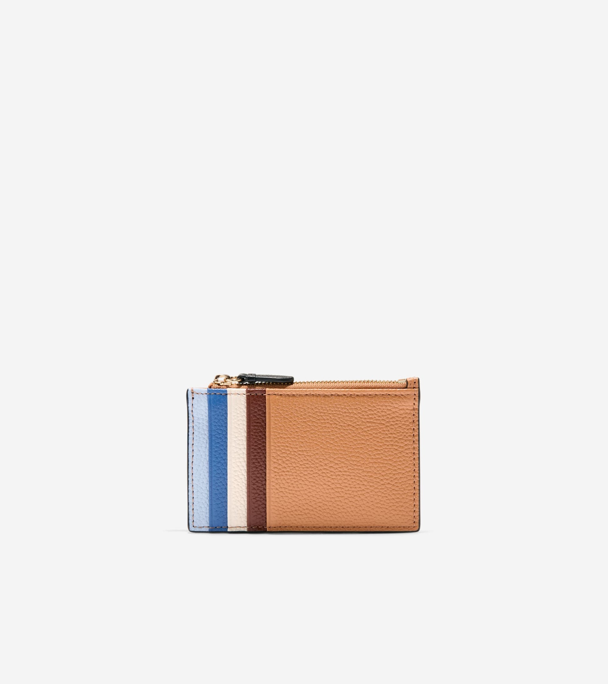 Leather Zip Card Case-British Tan-Ivory-Dutch Blue