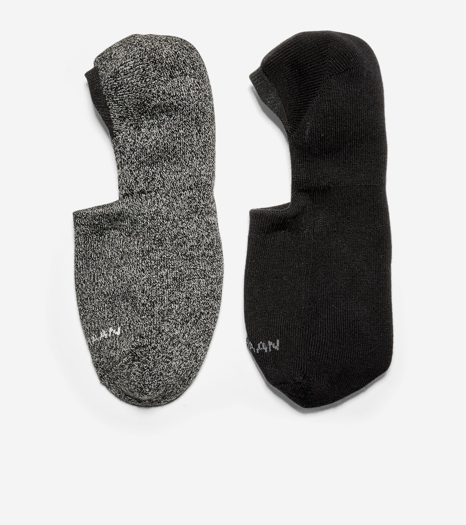 Men's Casual Cushion Sock Liner – 2 Pack-Black-Grey Heather