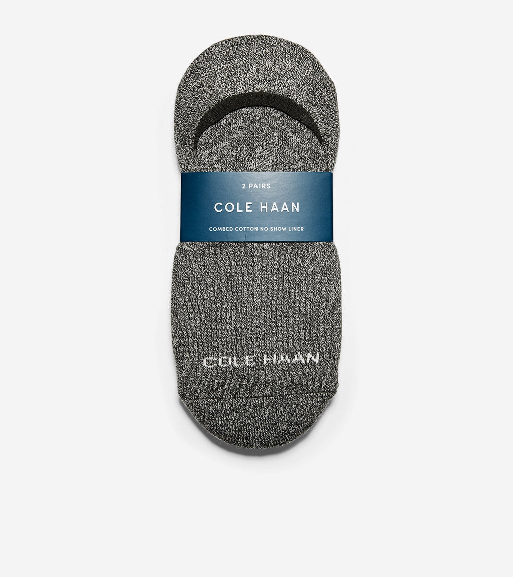 Men's Casual Cushion Sock Liner – 2 Pack-Black-Grey Heather