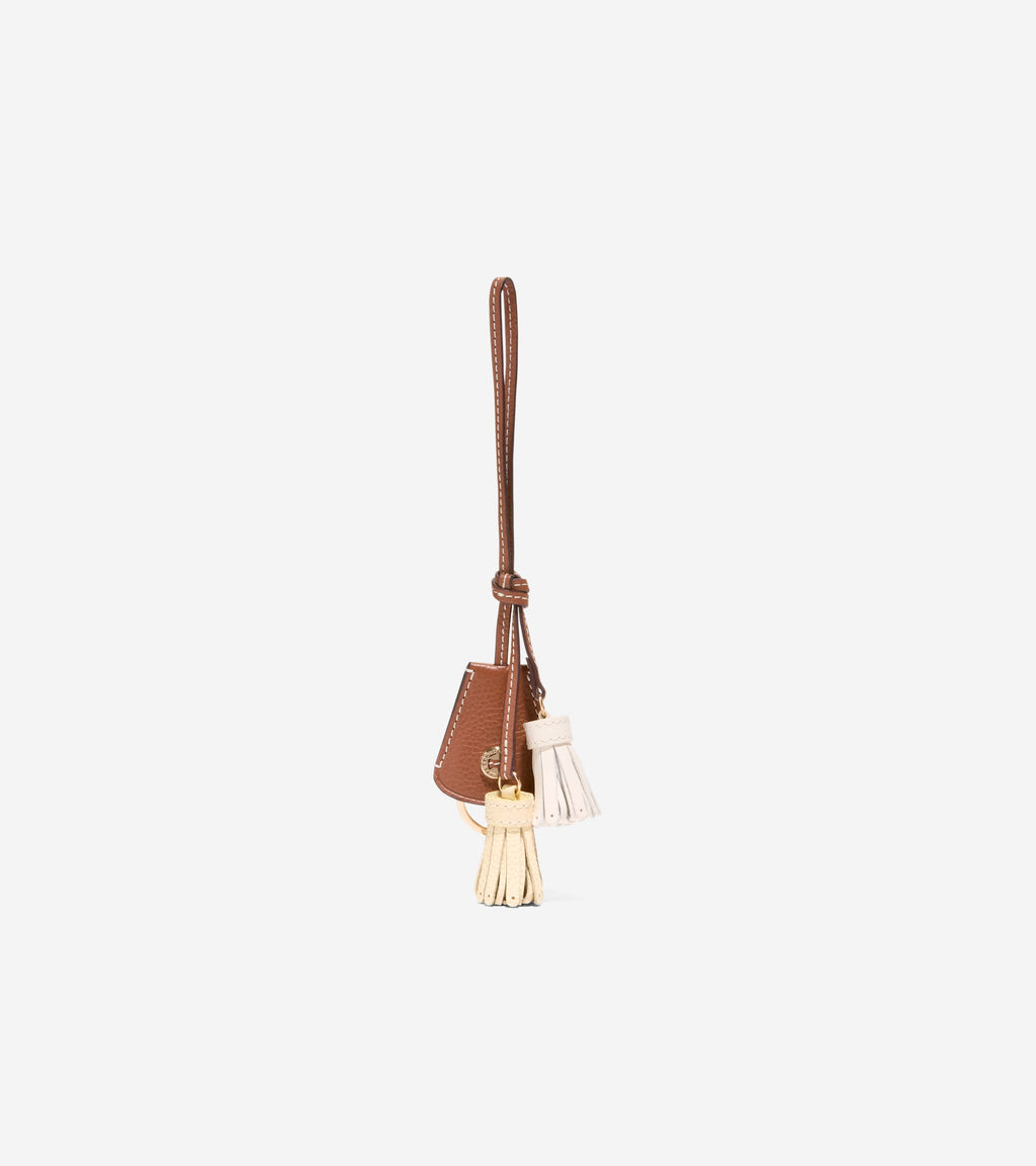 Women's Catherine Tassel Key Fob-Dark Cuoio-Yellow-White