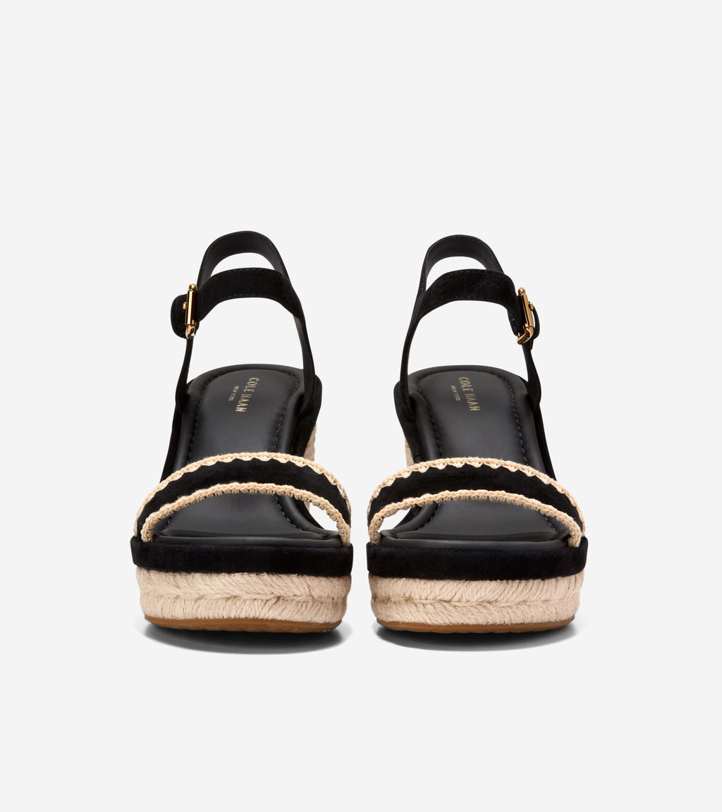 Women's Cloudfeel Asbury Espadrille Wedge Sandals-Black-Natural Raffia