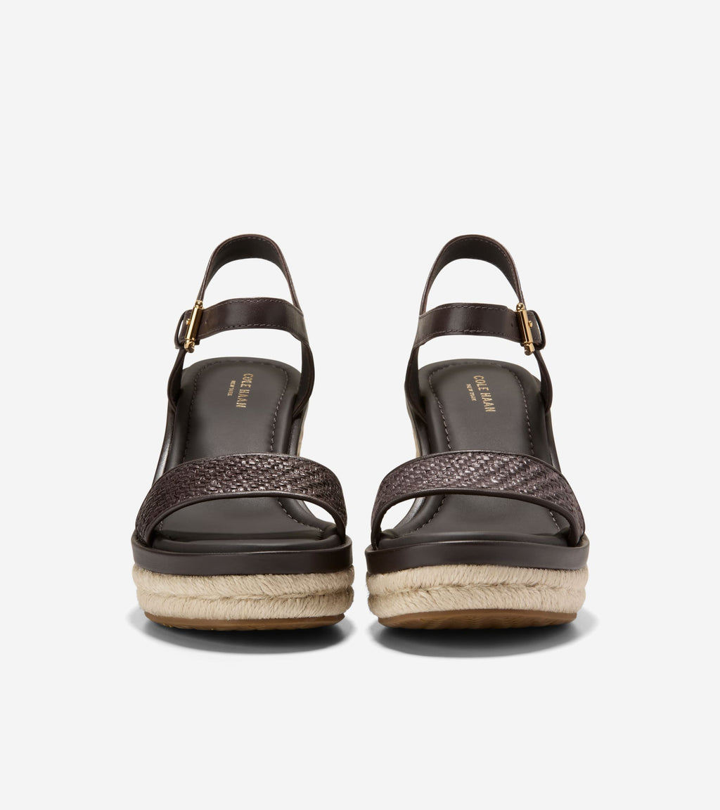 Women's Cloudfeel Asbury Espadrille Wedge Sandals-Brown Raffia-Dark Chocolate