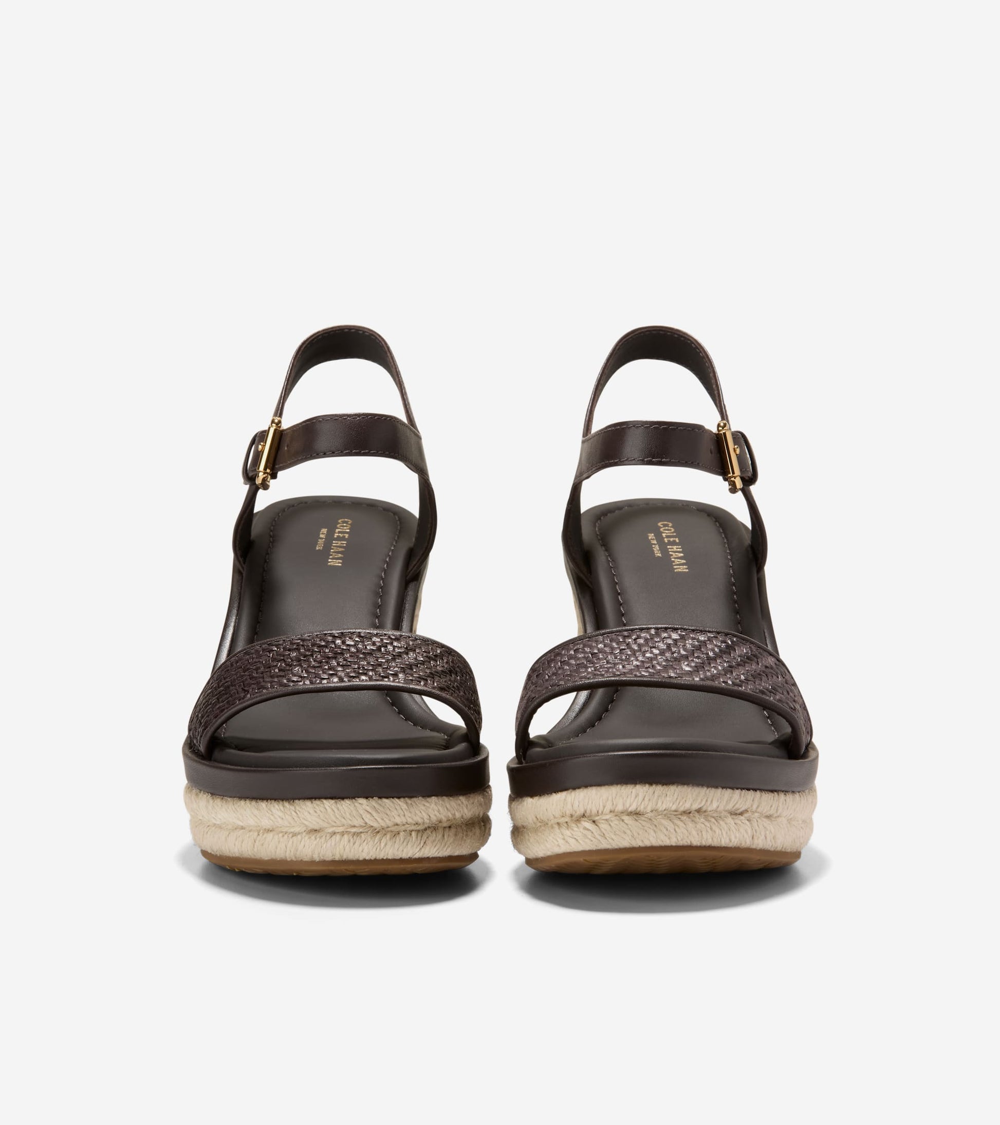 Women's Cloudfeel Asbury Espadrille Wedge Sandals-Brown Raffia-Dark Chocolate