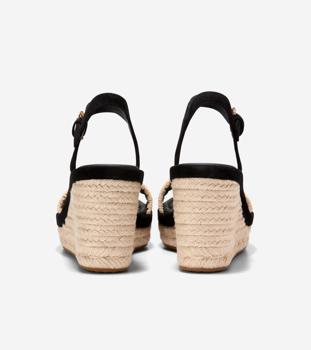 Women's Cloudfeel Asbury Espadrille Wedge Sandals-Black-Natural Raffia