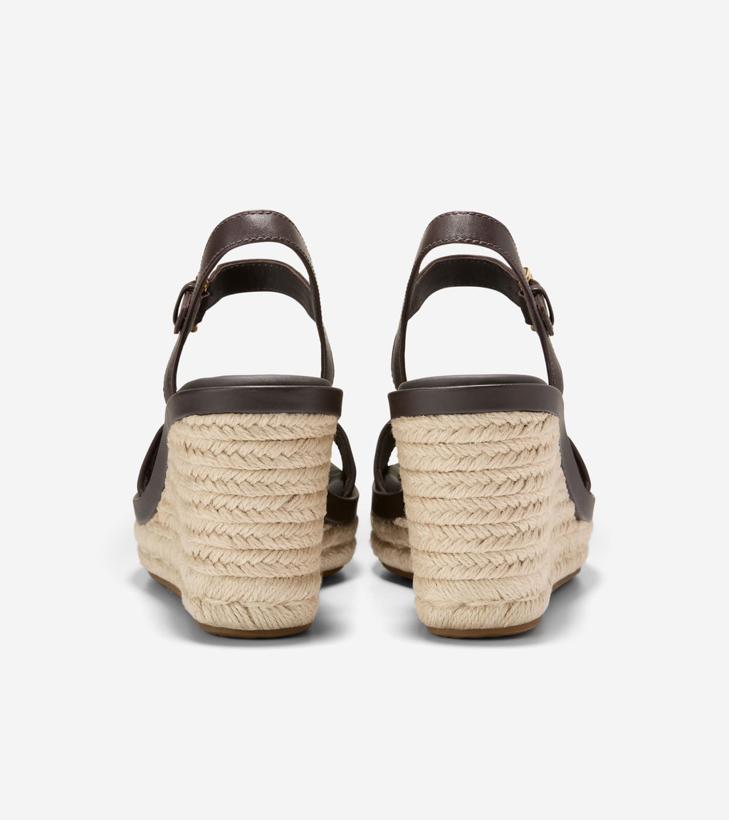 Women's Cloudfeel Asbury Espadrille Wedge Sandals-Brown Raffia-Dark Chocolate