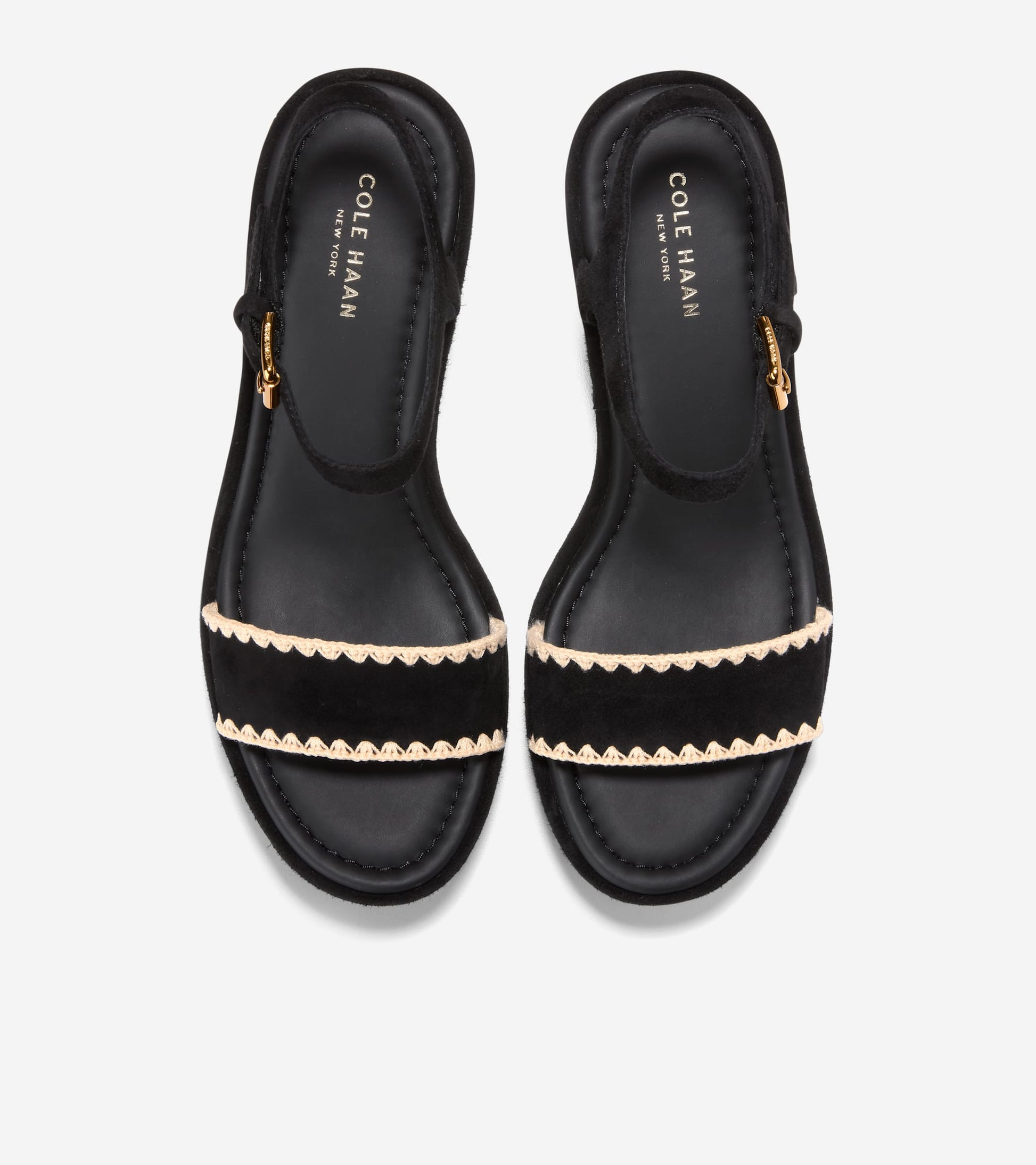 Women's Cloudfeel Asbury Espadrille Wedge Sandals-Black-Natural Raffia