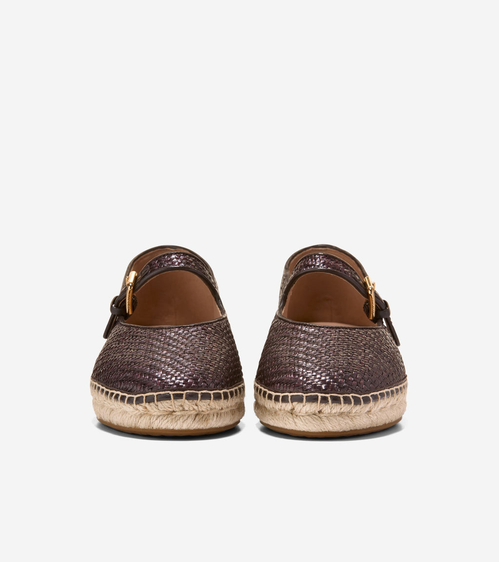 Women's Cloudfeel Asbury Mary Jane Ballet Flats-Dark Brown Raffia