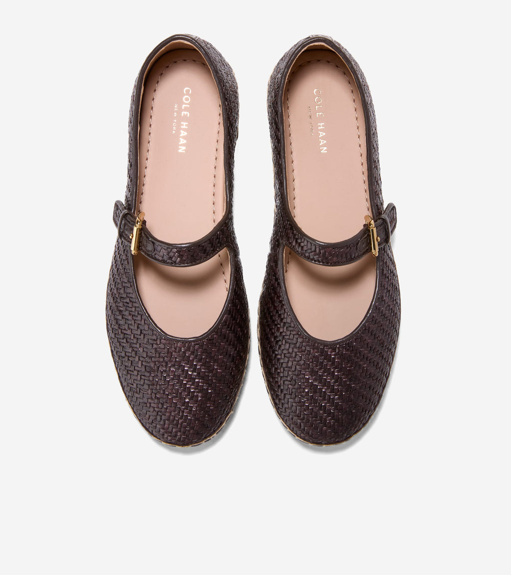 Women's Cloudfeel Asbury Mary Jane Ballet Flats-Dark Brown Raffia