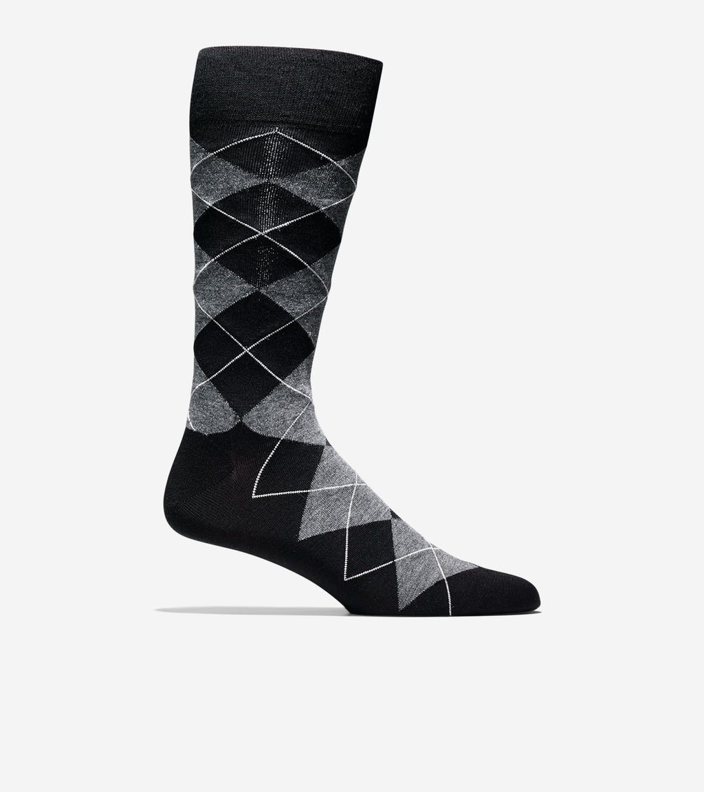 Men's Classic Argyle Crew Socks-Black