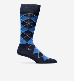 Men's Classic Argyle Crew Socks-Navy