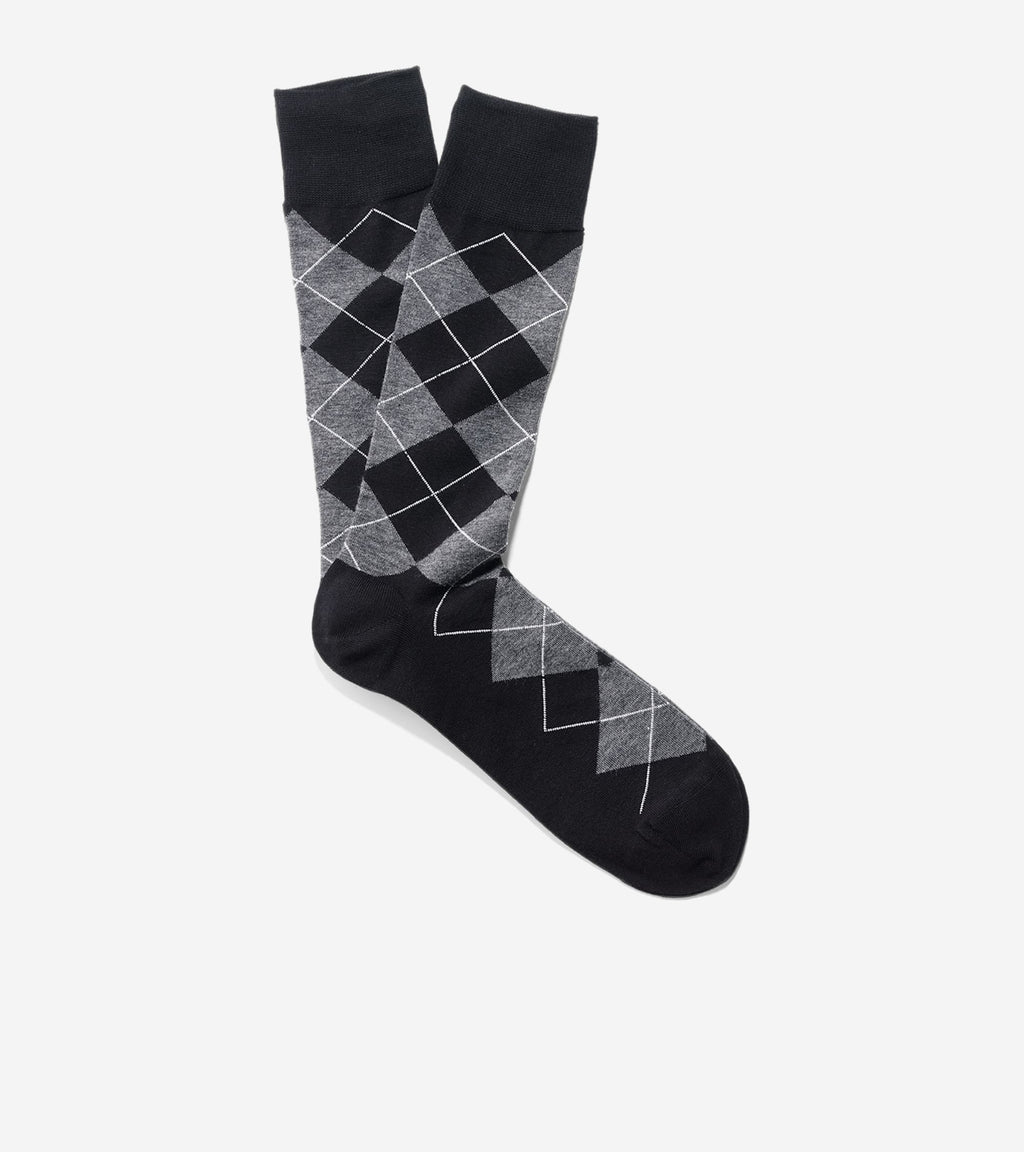 Men's Classic Argyle Crew Socks-Black