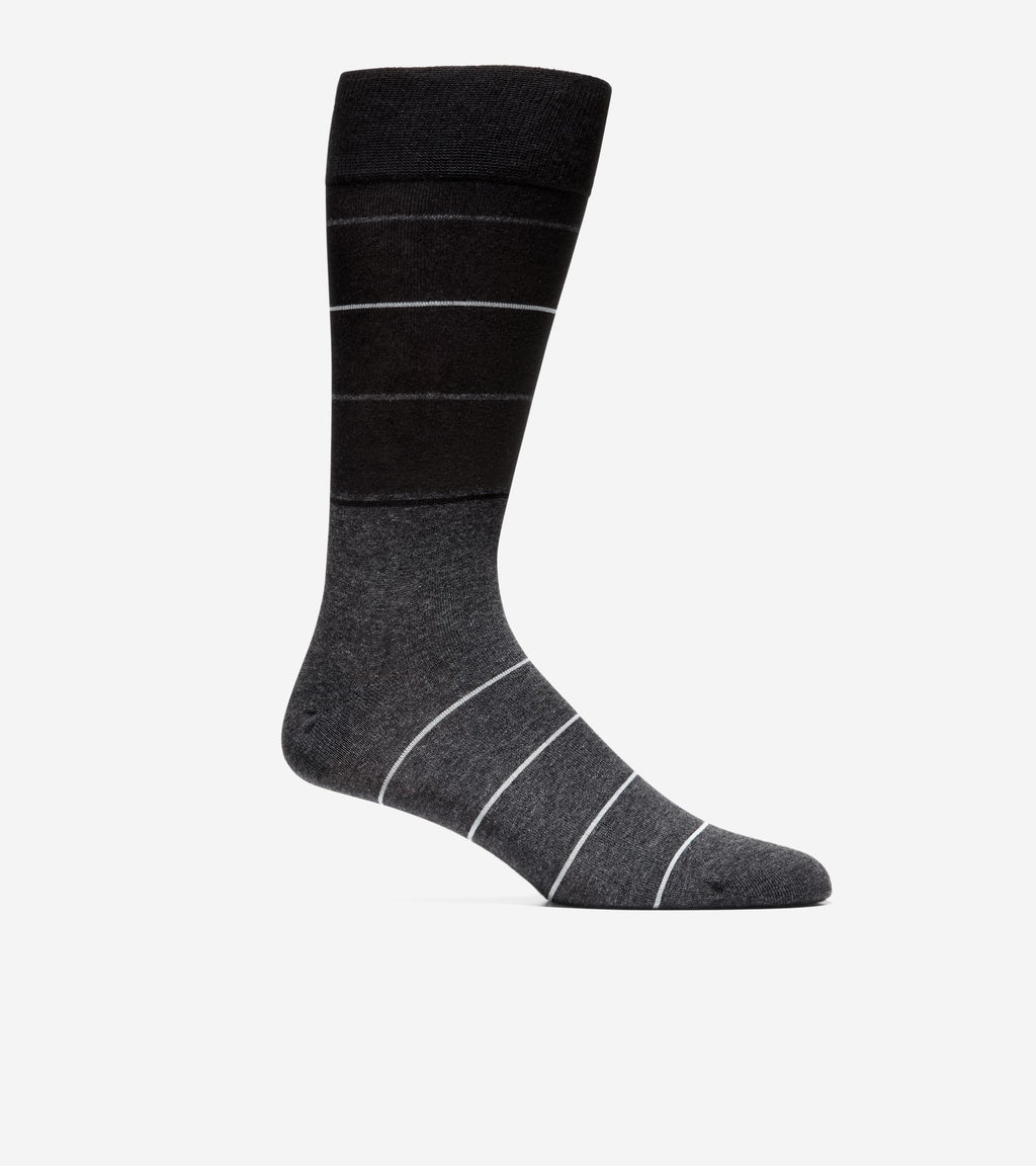 Men's Color Block Stripe Dress Crew Socks-Black-Grey