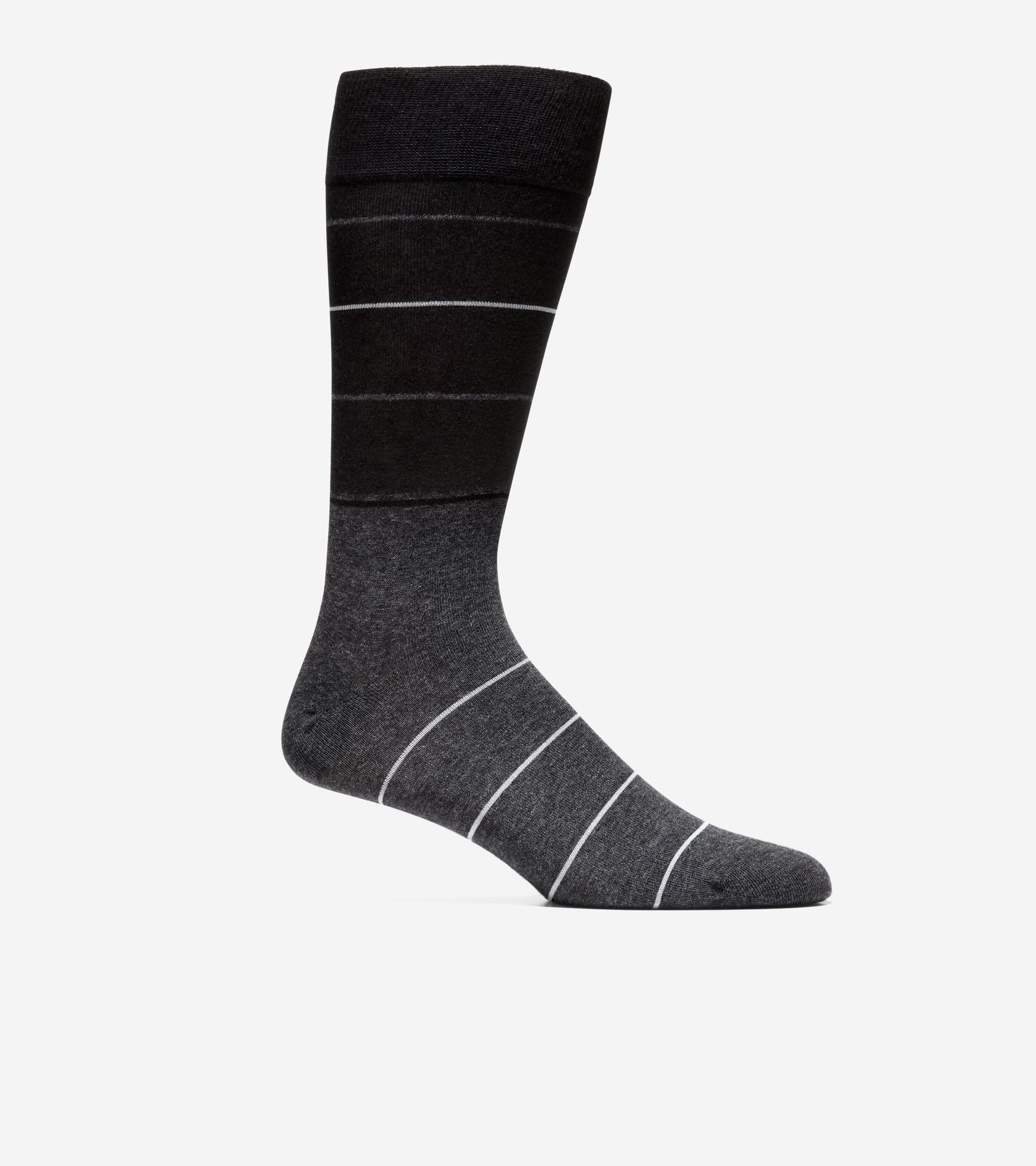 Men's Color Block Stripe Dress Crew Socks-Black-Grey