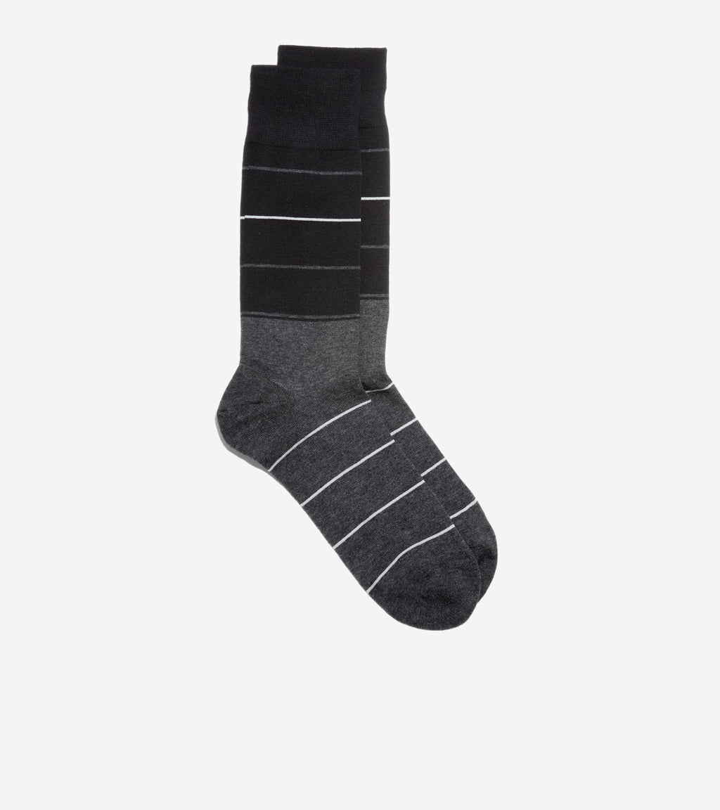 Men's Color Block Stripe Dress Crew Socks-Black-Grey