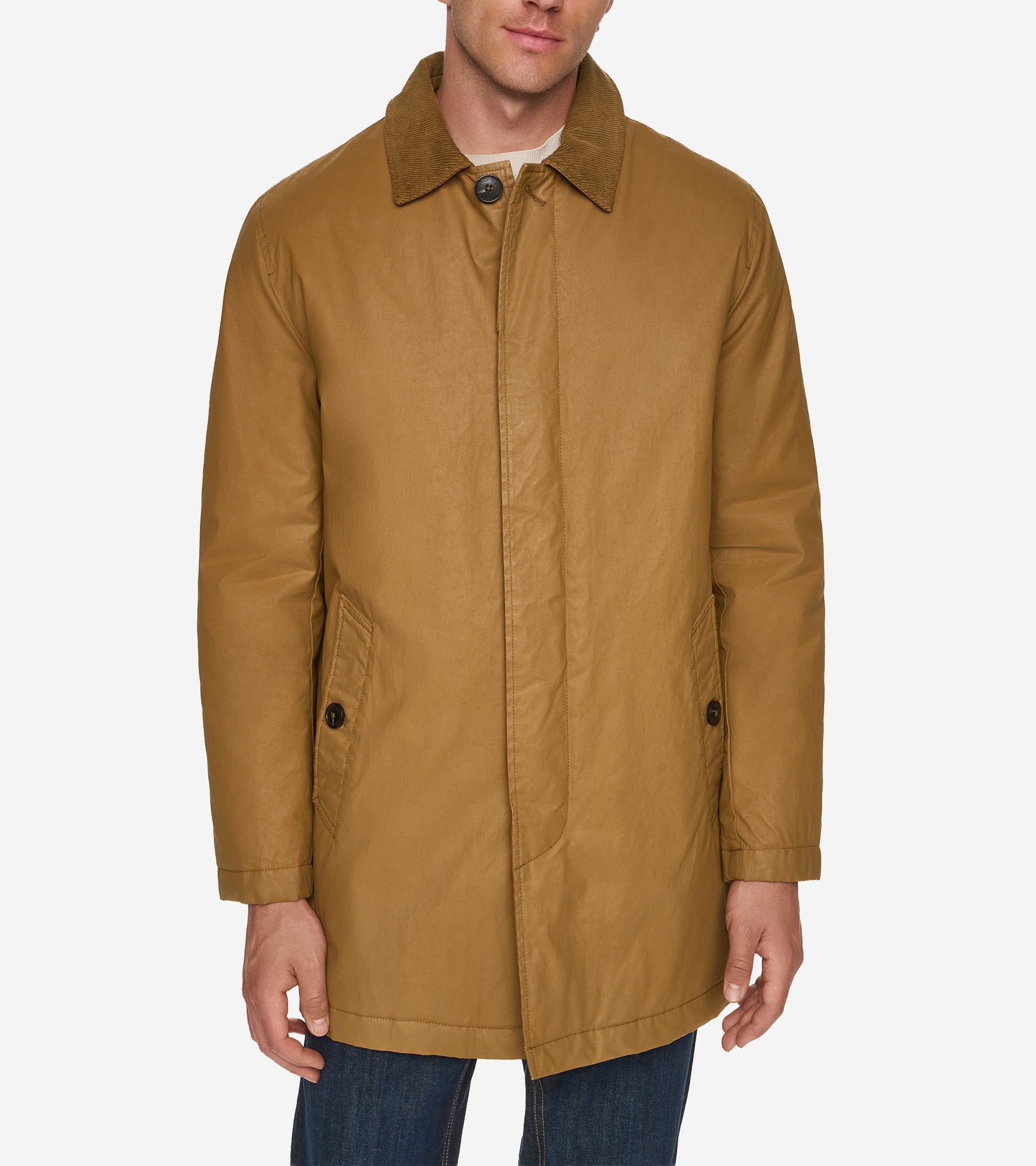 Men's Coated Cotton Barn Coat-Khaki