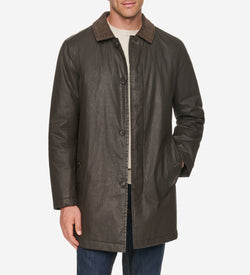 Men's Coated Cotton Barn Coat-Brown
