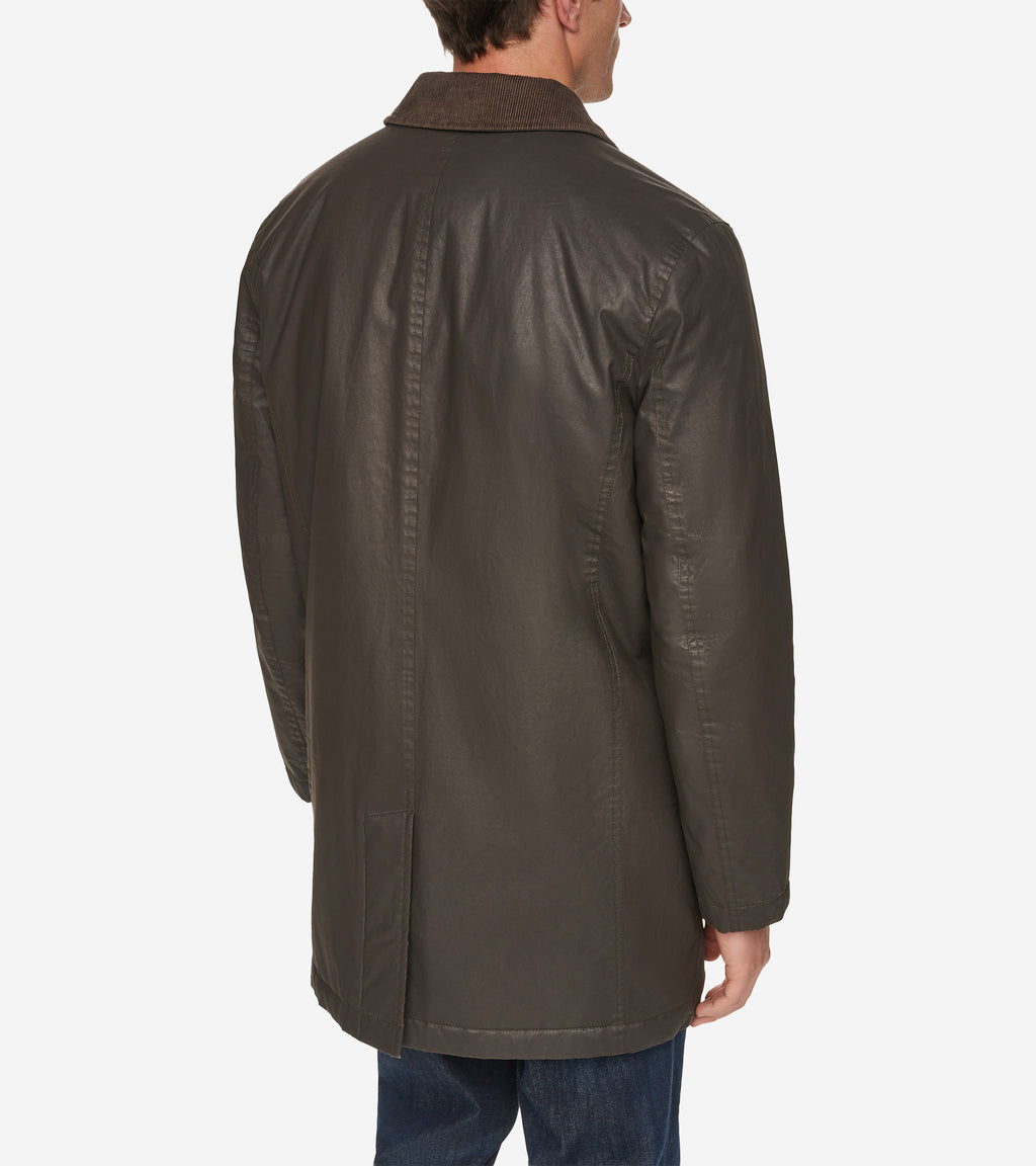 Men's Coated Cotton Barn Coat-Brown