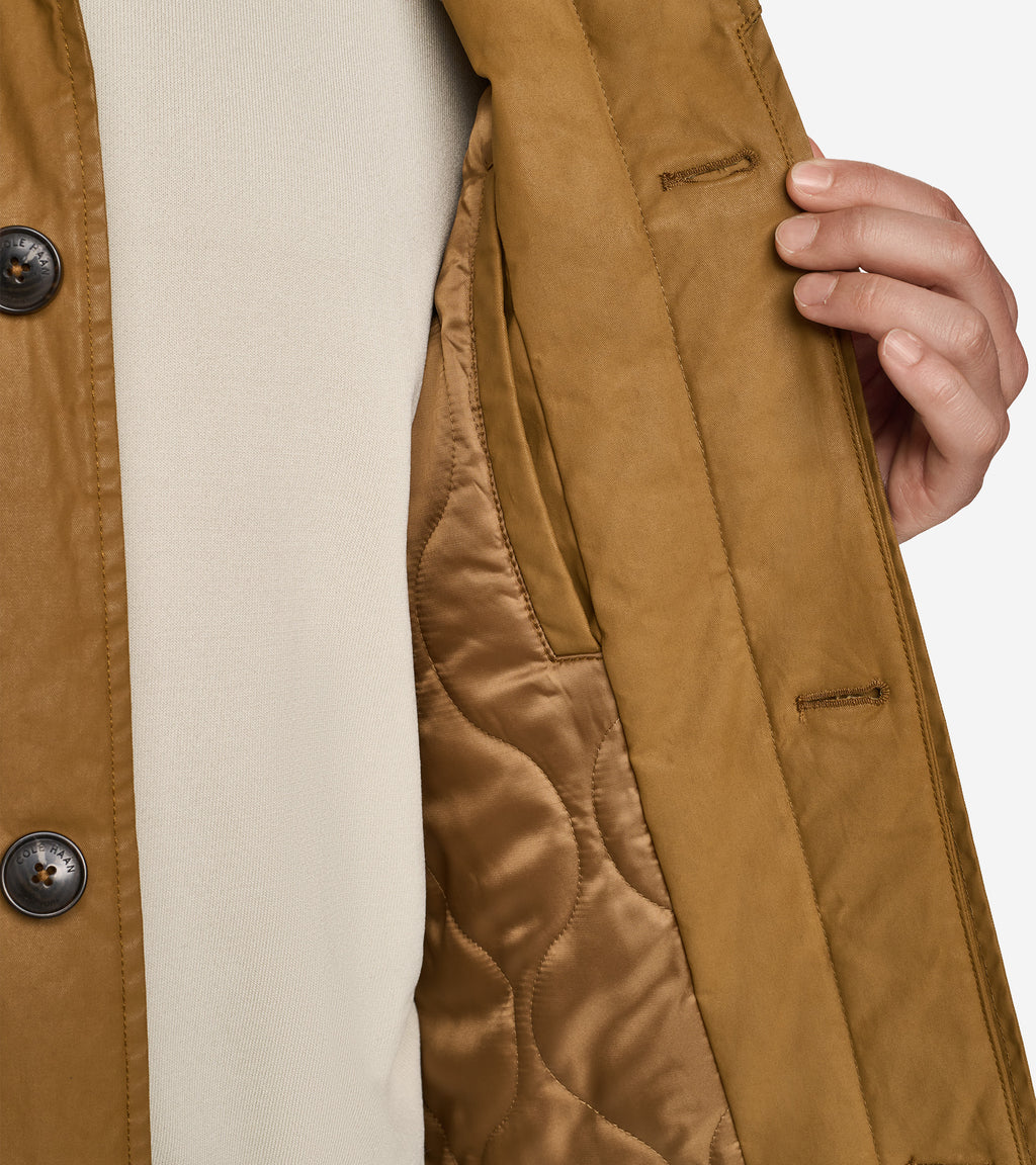 Men's Coated Cotton Barn Coat-Khaki