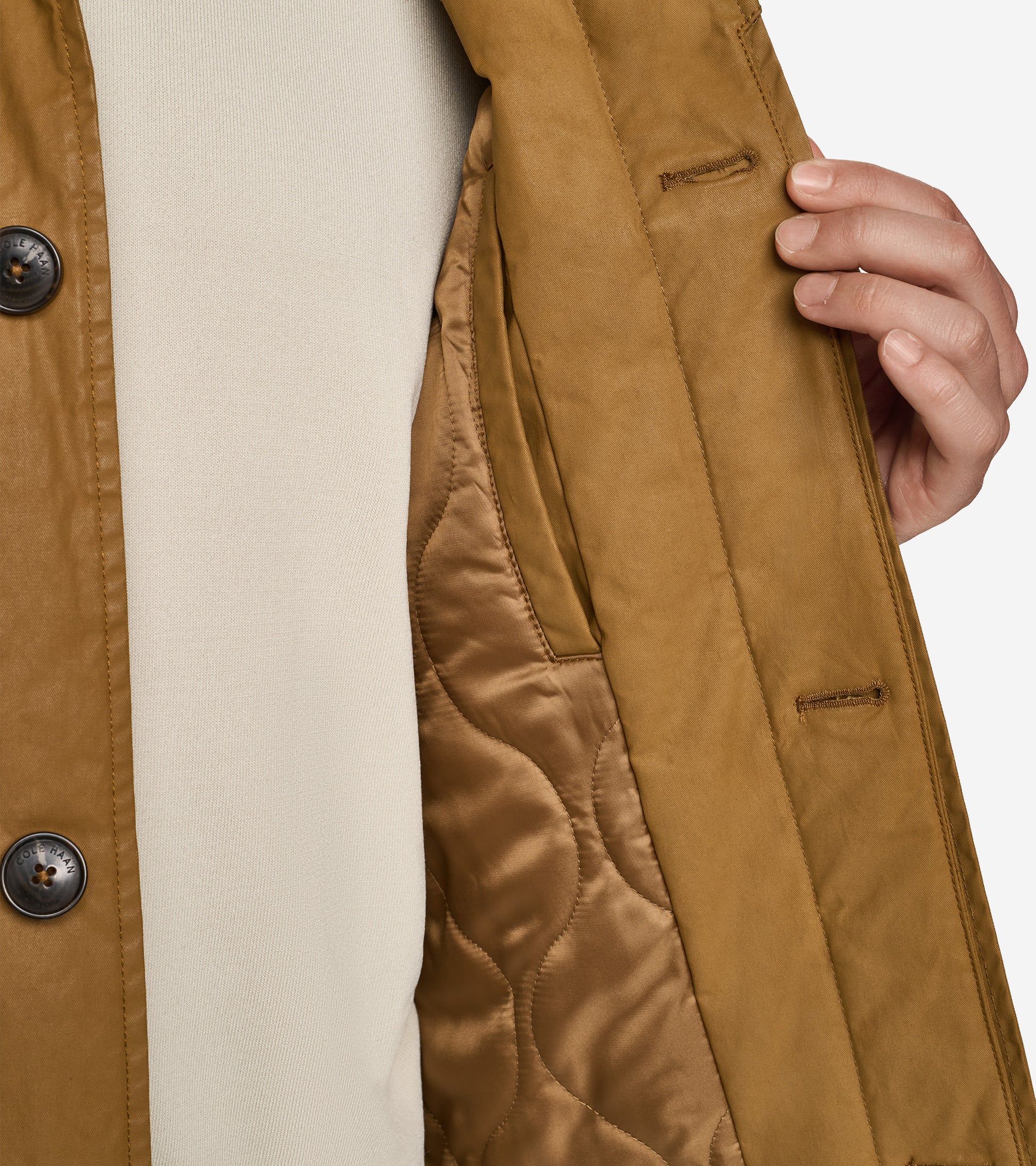 Men's Coated Cotton Barn Coat-Khaki
