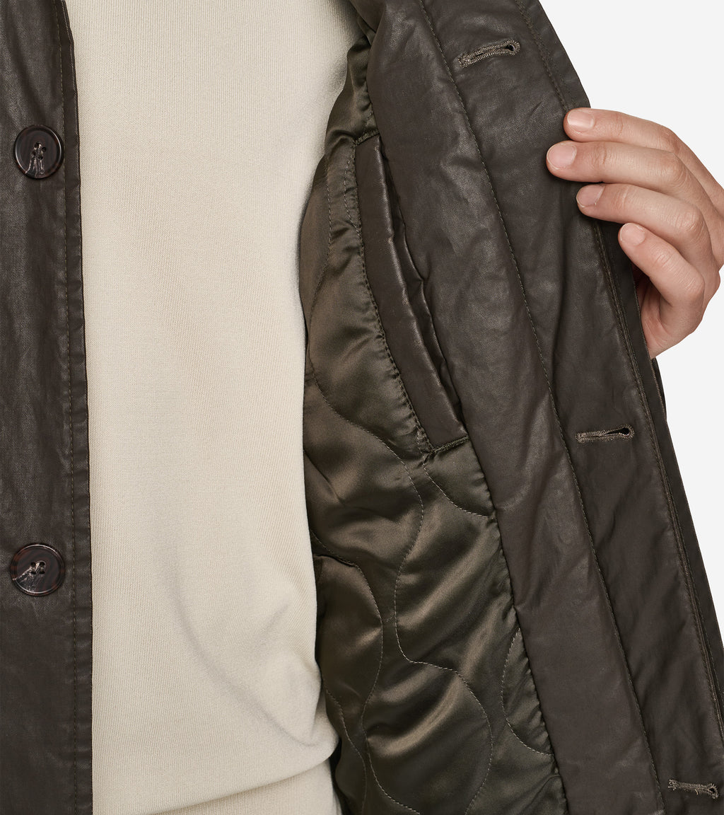 Men's Coated Cotton Barn Coat-Brown