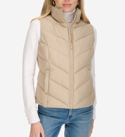 Women's Chevron Zip Front Vest-Dune