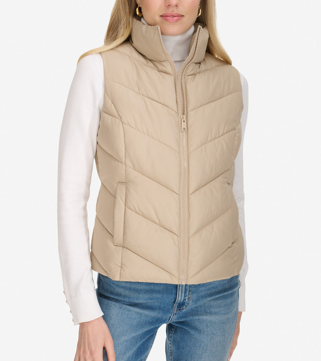Women's Chevron Zip Front Vest-Dune