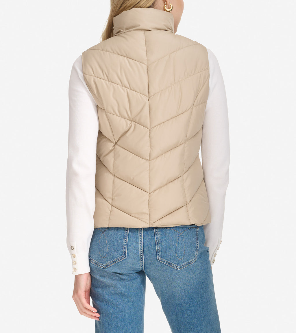 Women's Chevron Zip Front Vest-Dune