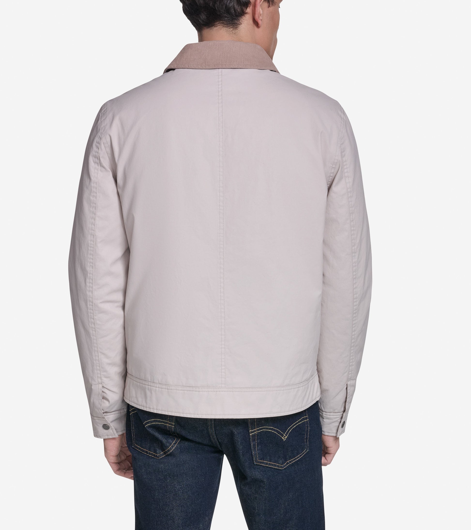 Men's Coated Cotton Trucker Jacket with Corduroy-Oat