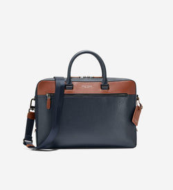 Men's Damon Briefcase-Navy Blazer-New British Tan