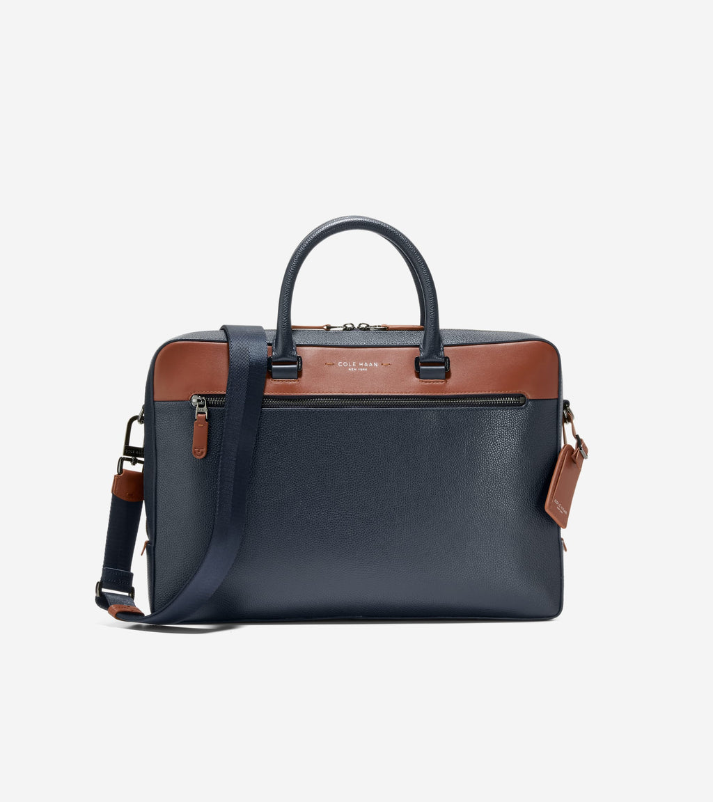 Men's Damon Briefcase-Navy Blazer-New British Tan