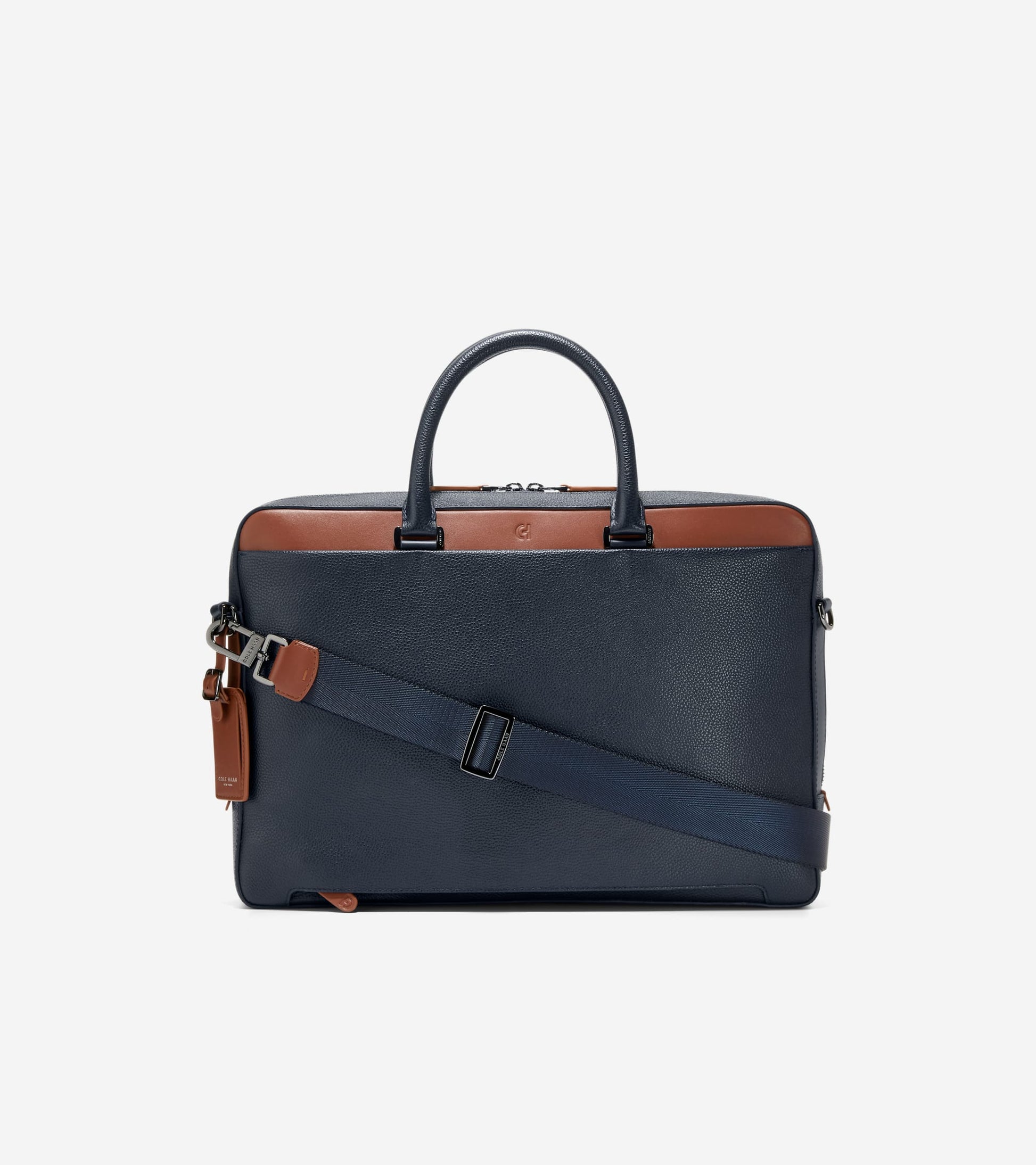 Men's Damon Briefcase-Navy Blazer-New British Tan