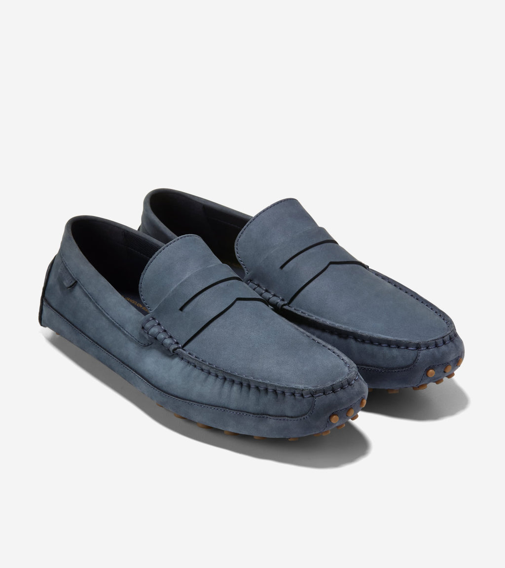 Men's Davies Grand Penny Driving Shoes-Navy Blazer-Gum