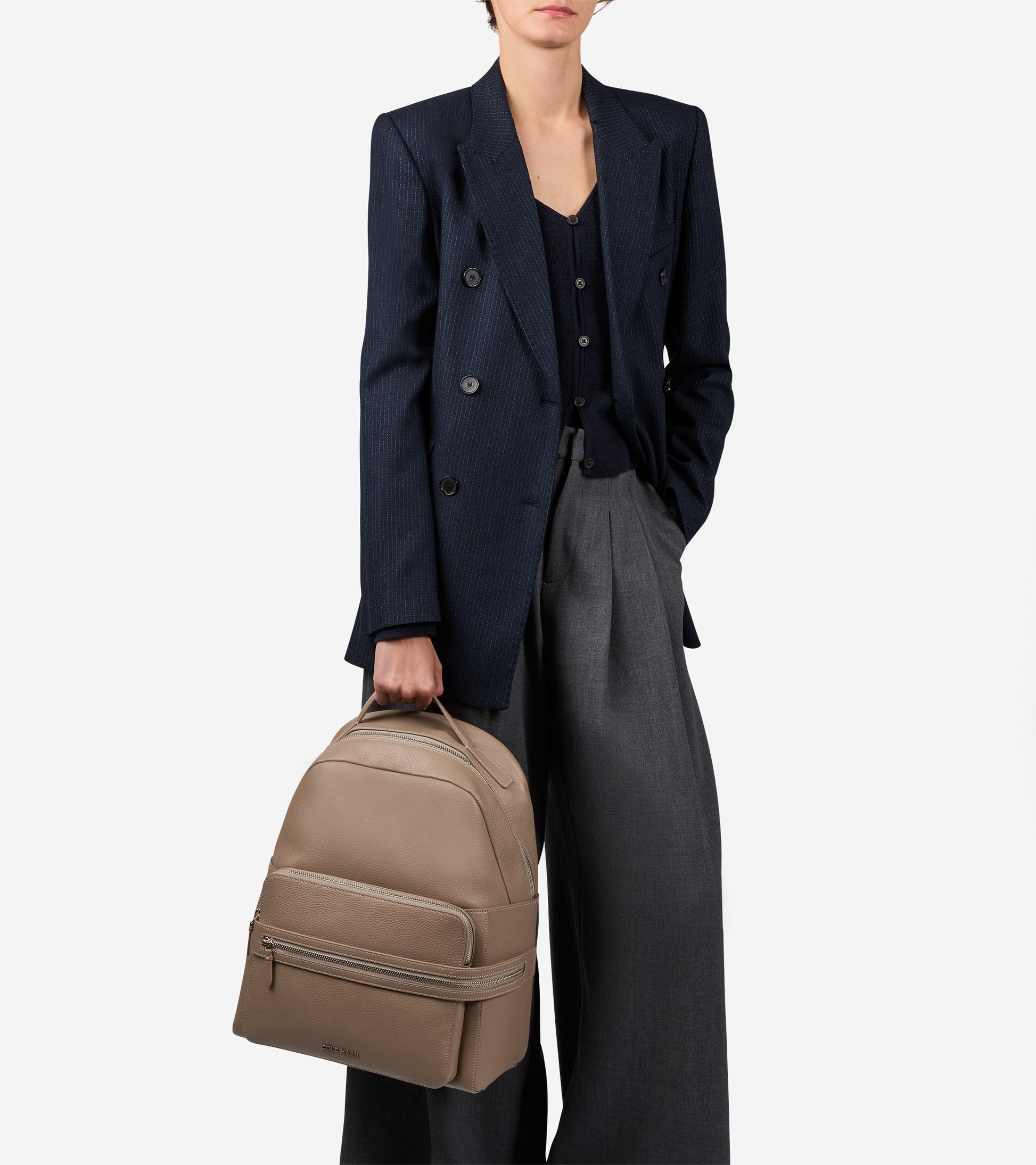 Women's Davis Leather Backpack in Beige