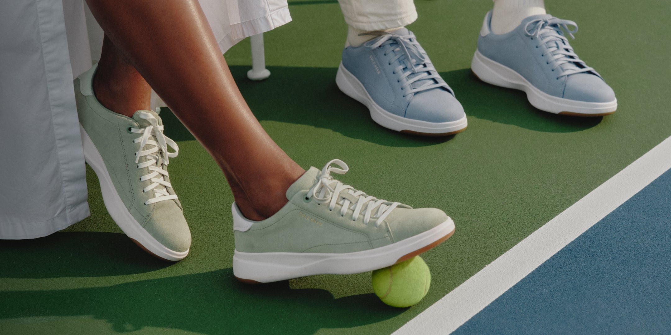 Green and blue sneakers