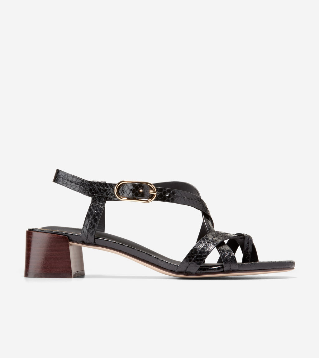 Women's Dillon Block Heel Thong Sandals-Black Glossy Snake Print